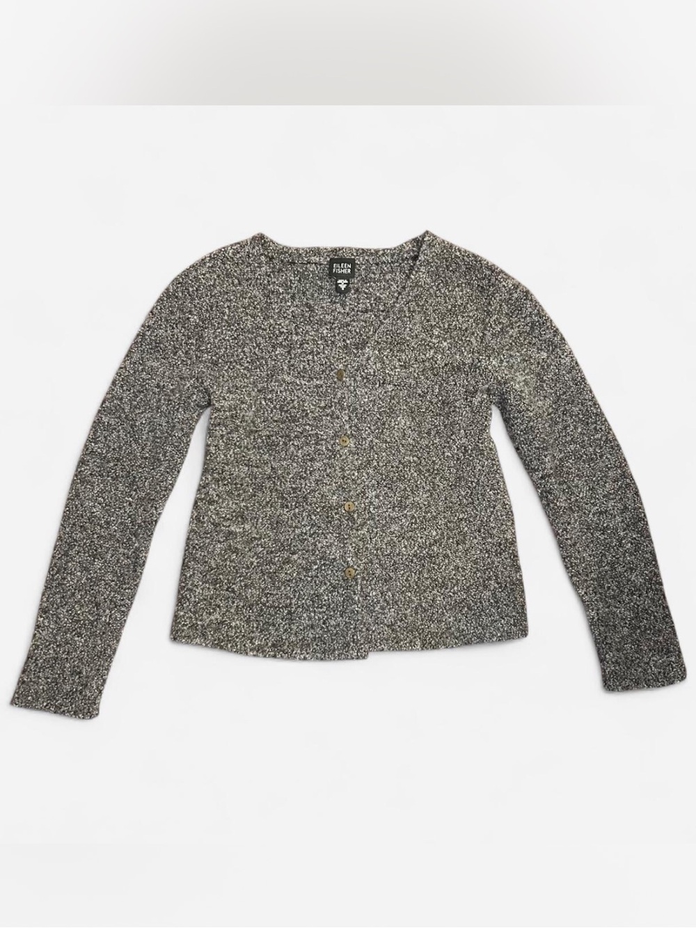 Eileen Fisher Gray Marled Button-Front Women's Sweater